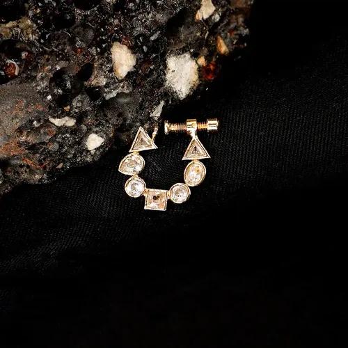 White CZ Gold Nose Pin Brass