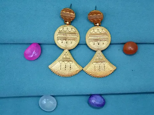 Bold Ethnic Fan-Shaped Statement Earrings