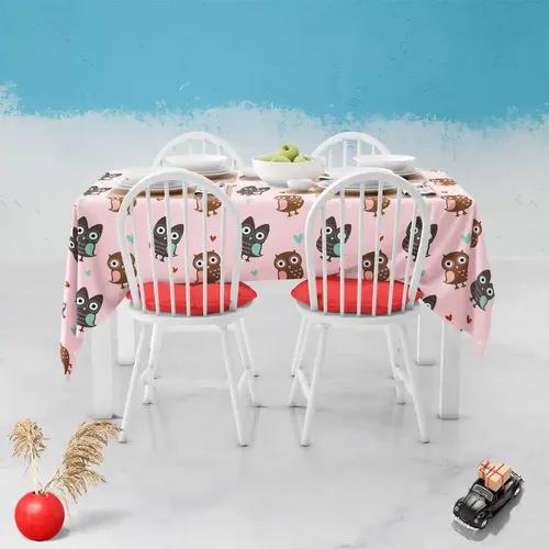 ArtzFolio Owls & Hearts | Table Cloth Cover for Dining & Center Table