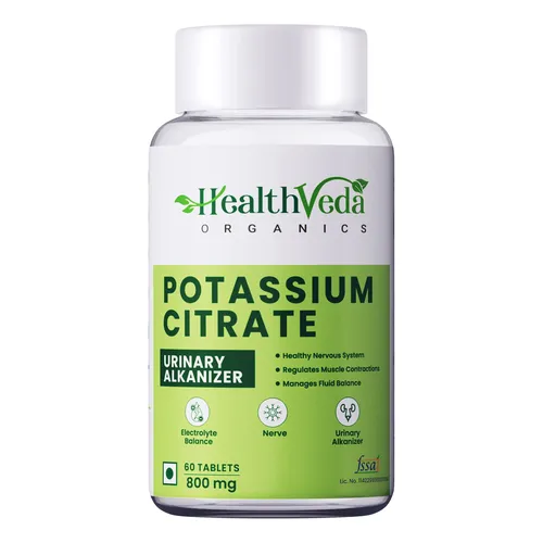 Health Veda Organics Potassium Citrate for Nerve, Muscle, Joint & Bone Health, 60 Veg Tablets