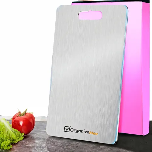 ORGANIZEMEE Medium Stainless Steel Metal Chopping Board & Cutting Kitchen,Heavy Duty Choping-Board Vegetable,Fruit Cutter, Meats Vegetable Chopper Boards,Safe Durable With Warranty(Size 31Cm X 21Cm)