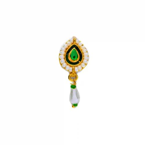 JEWELOPIA Gold Plated Pearl Nath Clip On Besar Non Piercing Nose Stud Marathi Nathiya For Women & Girls