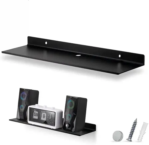 ORGANIZEMEE Metal Large Wall Mounted Shelves,Bluetooth Speaker,Wi-Fi Camera Stand Corner Floating Shelf For Living Room & Bedroom,Home Decor Items Plant Pot Mounting Racks[31.5Cm X12.5Cm]