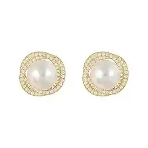 Circular Spiral Vintage Pearl Stud Earring