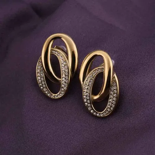 Palmonas 18K Gold Plated Elegant Interlinked Stud Earrings For Womens Waterproof & Anti-Tarnish
