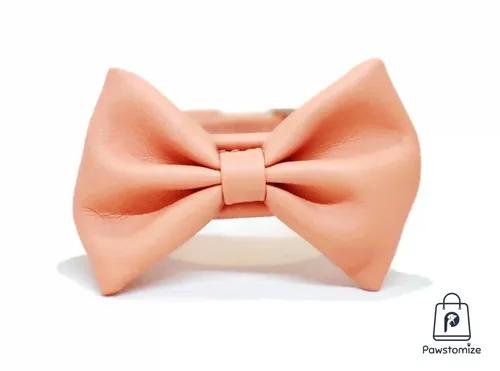 Pawstomize Leather Collar - Pink Bow Tie