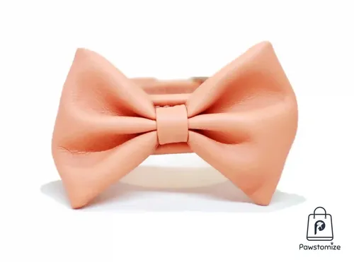 Pawstomize Leather Collar - Pink Bow Tie