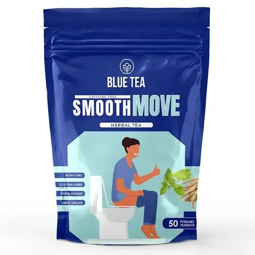 BLUE TEA - Smooth Move Tea - 50 Tea Bags || NATURAL RELAXATION || Super Antioxidant - Herbal Tea - Caffeine Free - Vegan - Non-Bitter | Zipper Pack