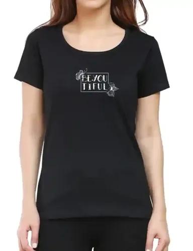 BeYOUtiful - Women's Regular Fit Black T-shirt