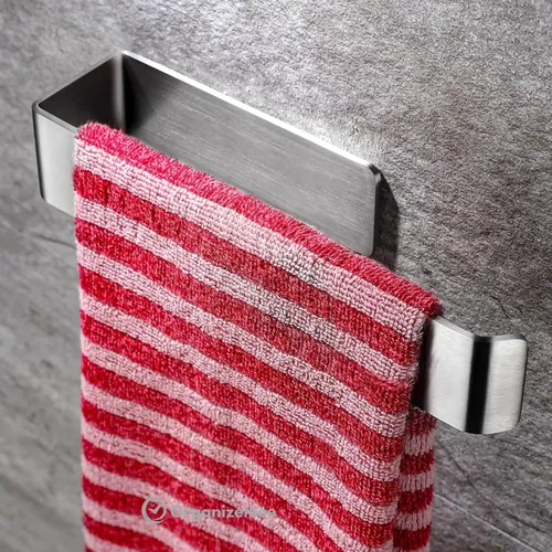 ORGANIZEMEE Stainless Steel (Self Adhesive) Napkin & Towel Holder For Hand Basin Towels, Washbasin Bathroom Hanger, Kitchen Sink Napkin Holder Accessories Rack Stand Without Drilling Cloth Hangers
