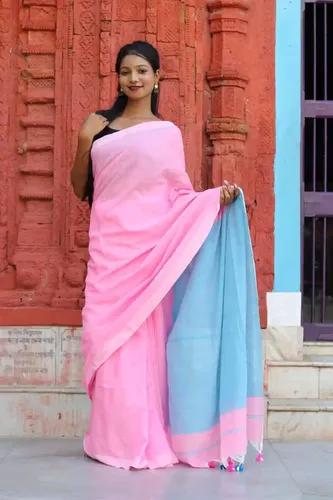 Pure Cotton Handloom Saree - Pink