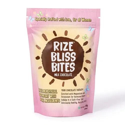 RIZE Bliss Bites - Sugar-Free Chocolate for Period Cramp Relief | As Seen on Shark Tank India | Natural Blend of more than 10 Herbs | Enhanced with Magnesium & Potassium for Hormonal Balance  | Naturally Sweetened | Satisfy Cravings Guilt-Free | 100g