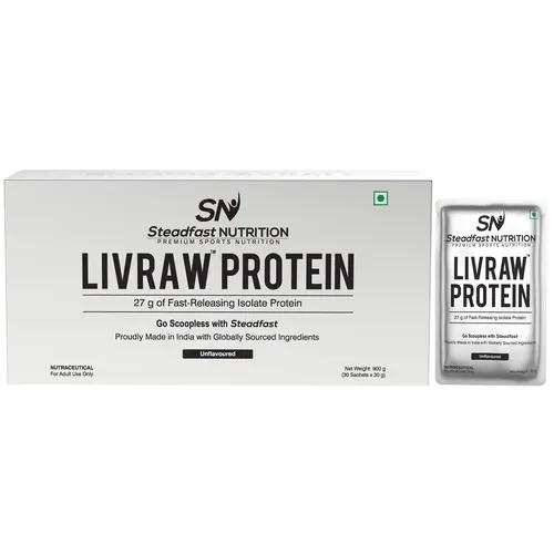 STEADFAST NUTRITION LIVRAW Proteins | Unflavored, No Added Flavors or Preservatives | Muscle Synthesis, Faster Recovery & Muscle Building, 900g (30 Sachets)