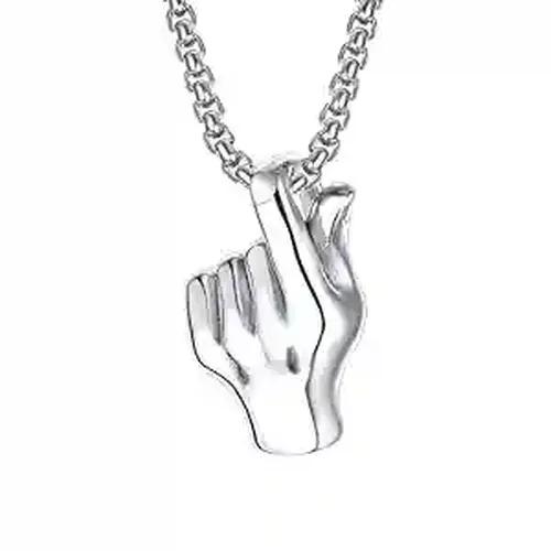 Hand Posture Design Pendant with Silver Chain