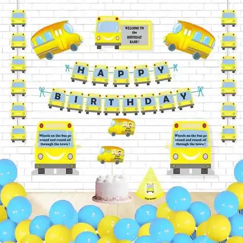 Untumble Wheels On The Bus Super Saver Birthday Decoration Kit - Pack Of 58 Pieces