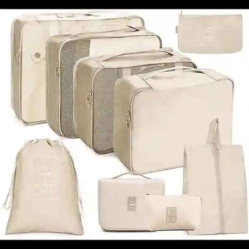 House of Quirk Polyester 9Pcs Set Travel Organizer Packing Cubes Lightweight Travel Luggage Organizers With Laundry Bag Or Toiletry Bag, 30 Centimeters, 10 Centimeters