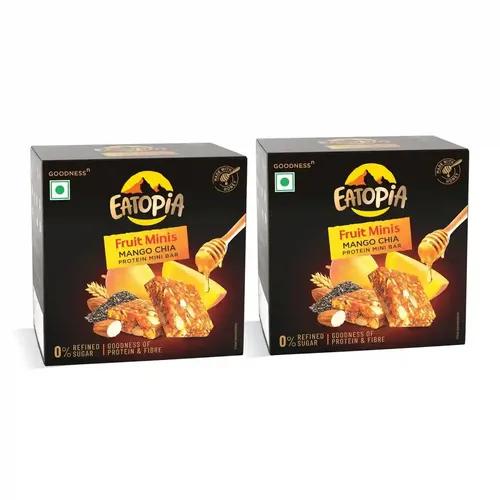 EATOPIA Mango Chia Fruit Minis | 100% Natural Energy Bar, No Preservatives | Sugar Free Healthy Breakfast Snacks | Dry Fruits Protein Bars | Oats & Honey, Nuts & Seeds