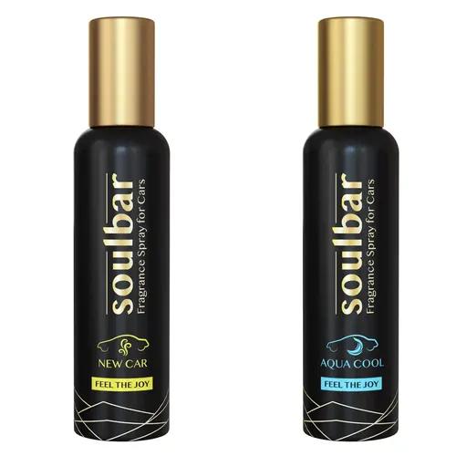 Soulbar New Car & Aqua Cool Luxury Car Perfume Spray - 80 Ml (Pack of 2)