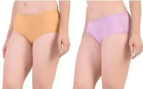 Bamboo Fabric Mid Waist Panty Beige & Purple