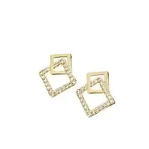 Square Geometric Gold Plated Stud Earring