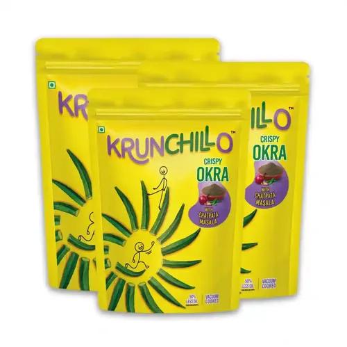 KRUNCHILLO- OKRA Chatpata Masala Flavour Chips 150g |Healthy Snacks | High Protein | Source of Fiber |Assorted Pack (Pack of 3)