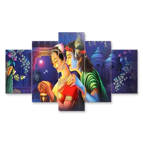 Radha Krishna Wall Painting For Home Decoration Pack of 5 (119.5 x 60 Cm)- Pattern 141