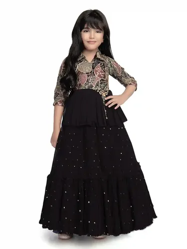 Betty Wine Colored Georgette Fabric Stitched Gown