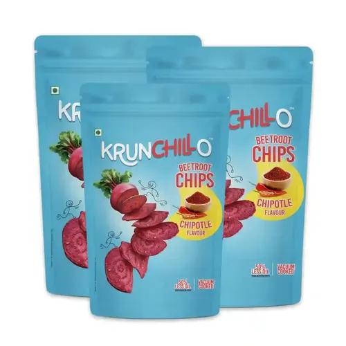 KRUNCHILLO Beetroot Chips (Combo pack of 3) – 50% Less oil Vaccum Cooked