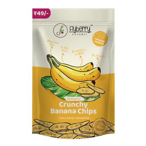 Flyberry Gourmet Vacuum Cooked Banana Chips - No Palm Oil, Less than 6% Rice Bran Oil, Healthy Snacking with High Nutrient Content, No Added Preservatives