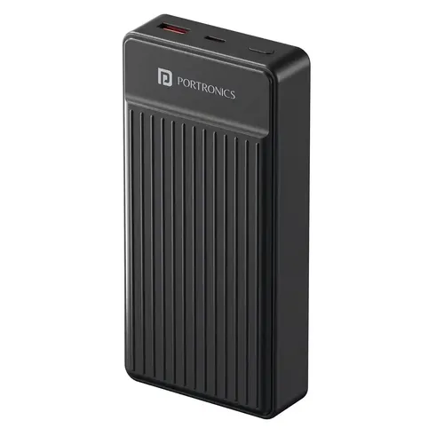 Portronics Luxcell B 20K Advanced 20000 mAh Power Bank with 22.5W Max Output, LED Indicator, 22.5w Mach USB-A Output, 20w Type C PD Output, Type C Input, Wake Up Button(Black)