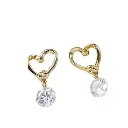 Heart Shaped Earring with Crystal Drop