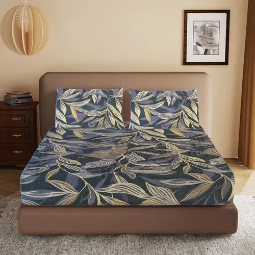 HOMIEE Glace Cotton Elastic Fitted Bed Sheet for Double Bed, Soft, Breathable & Durable Chadar with Deep Pockets, Wrinkle-Resistant, Fade-Proof & Perfect for All Seasons - MiD Grey