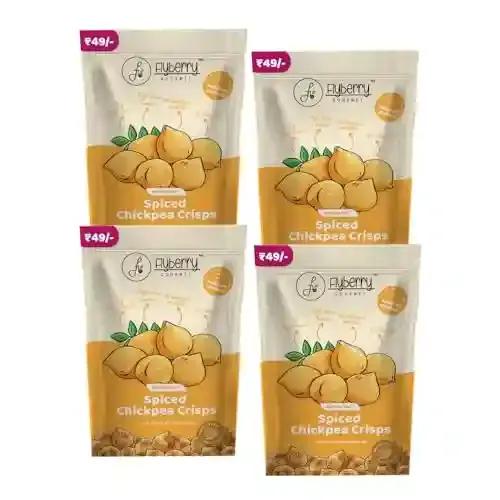 Flyberry Gourmet Chickpea Crisps 120g(Pack of 4, 30g each), Vacuum Cooked - with Plant Protein in each pack, No Palm Oil, Less than 6% Rice Bran Oil, High Fibre Content, No Added Preservatives