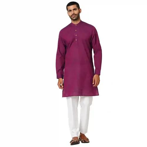 Indivisual Men's Two tone Yarn Dyed Royal Purple Kurta