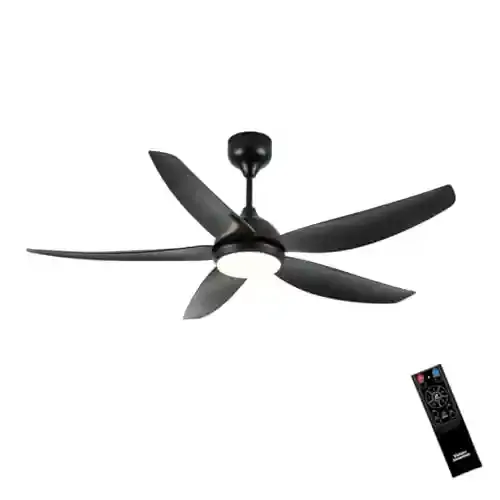 Victura Airmotion Aeroflow BLDC Ceiling Fan with Remote Control, Timer (2h/4h/6h/8h), Integrated LED Light, 1200mm Sweep, High Air Delivery 250CMM, 38W Power Consumption, 5 ABS Blades
