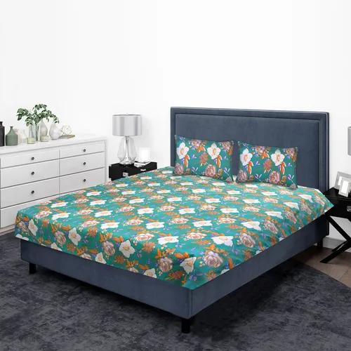 Microfiber 152 TC Queen Size bed sheet with 2 Pillow Covers 220 cm x 244 cm, (Teal)
