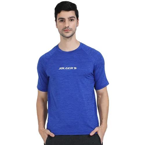 Men's Super Stretchable Raglan Sleeves Gym T-Shirt - Blue