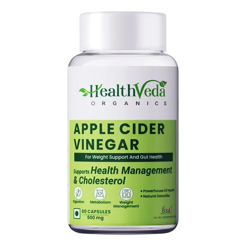 Health Veda Organics Apple Cider Vinegar Supplements for Weight Loss Management & Supports Digestive Health | 60 Veg Capsules