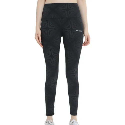 Women's Stretchable High Waisted Printed Leggings - Black