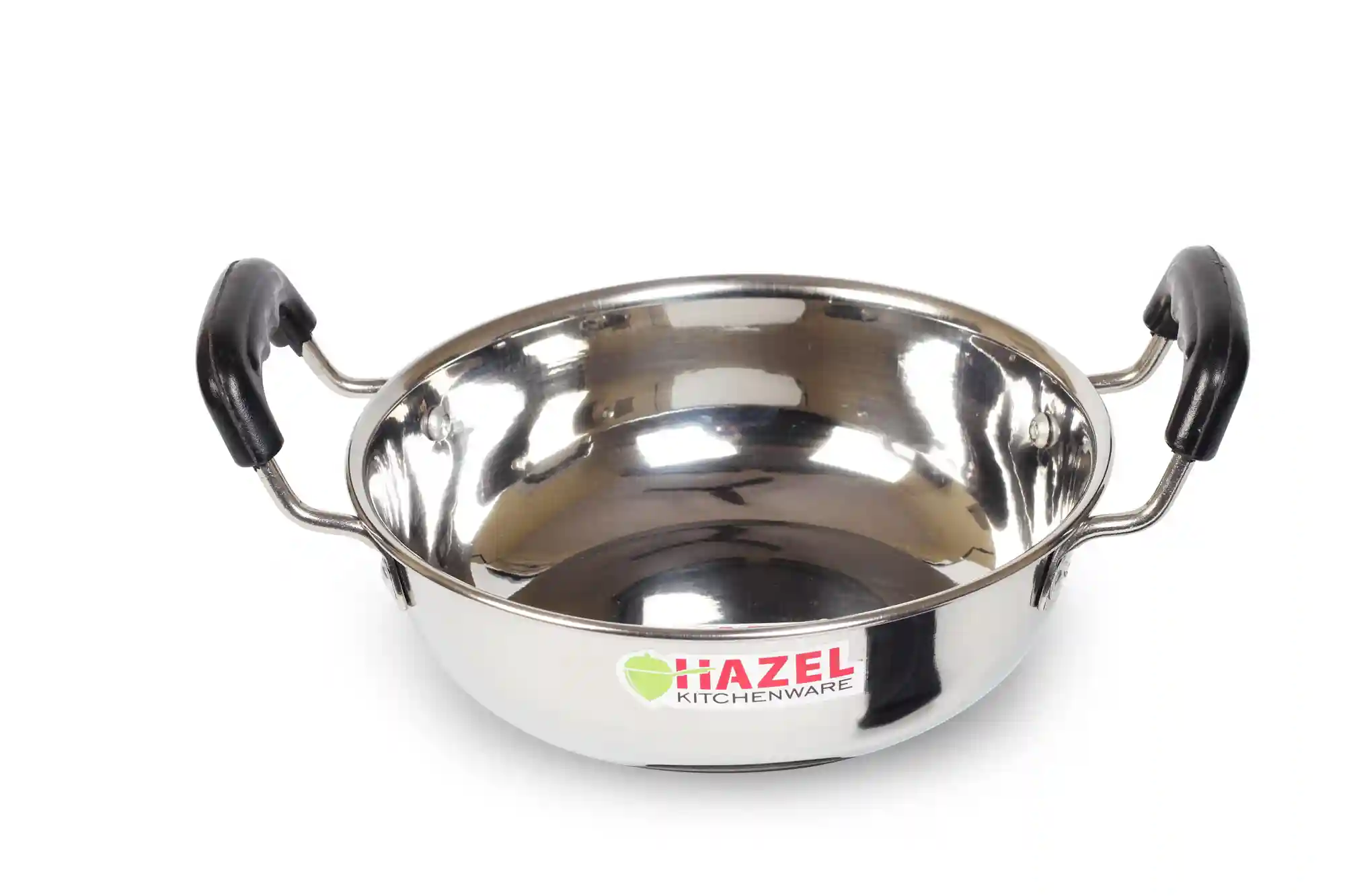 HAZEL Stainless Steel Kadai with Handle, Silver, 1.3 litres