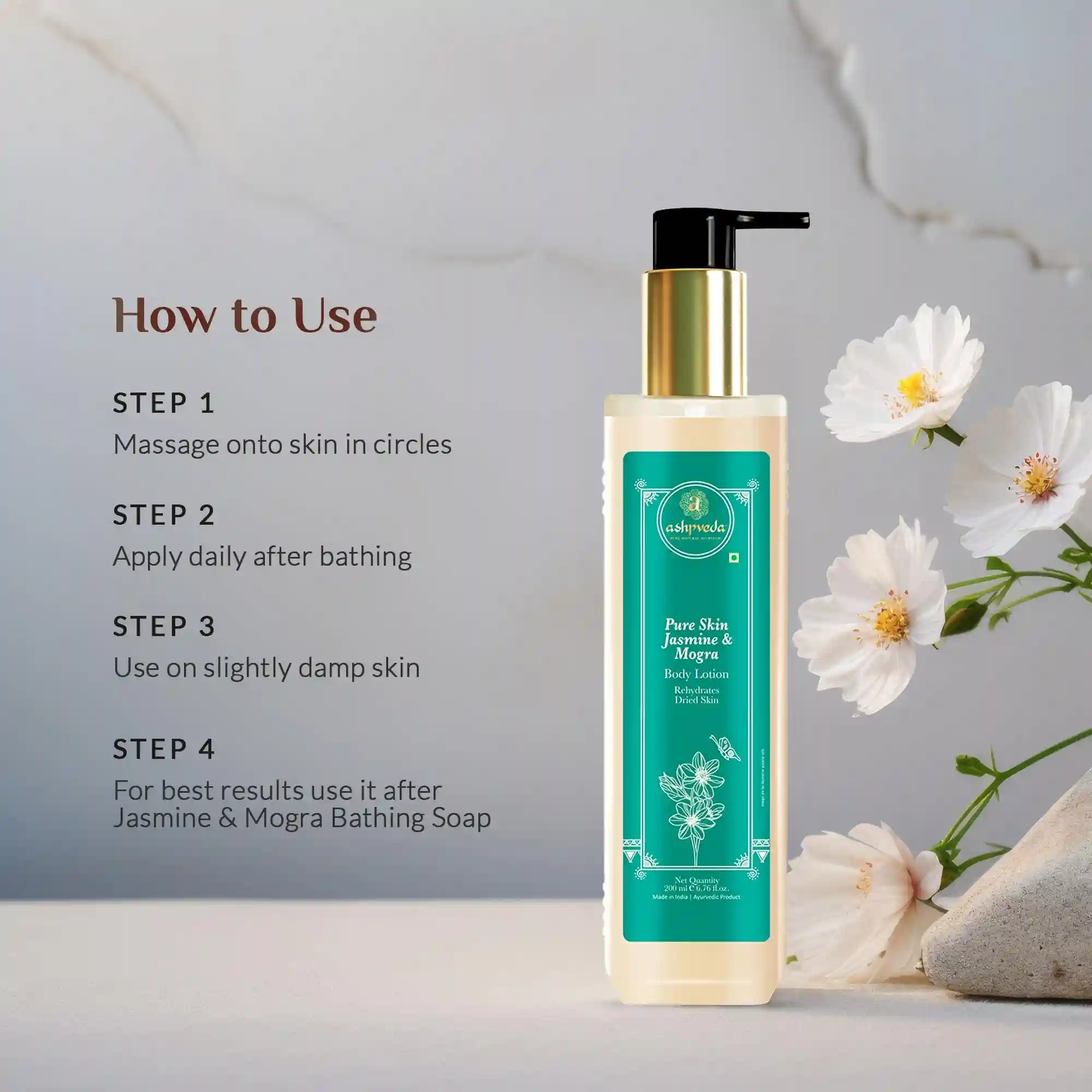ASHPVEDA Jasmine & Mogra Winter Body Lotion | Ultra Hydrating and UV Protection Body Lotion for Dry Skin (30 ml)