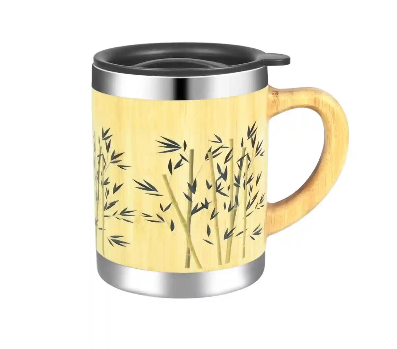 CORNER ART STORE Bamboo Stainless Steel Insulated Mug | Double-Wall Vacuum Insulated Travel Mug with Lid | Artisanal Craftsmanship | Sustainably Crafted for Hot & Cold Insulation | Leak-Proof & Sweat-Free | Designed for Effortless Everyday Use - 290 ML | Enchanted Forest Fairy Collection | Eco-Friendly