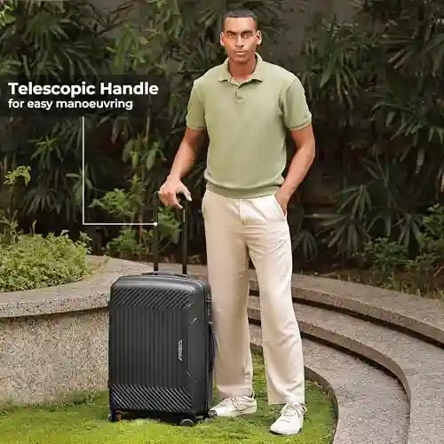 Nasher Miles Coorg Hard-Sided Polypropylene Luggage Set of 2 Black Trolley Bag|Suitcase (55 & 65 cm)
