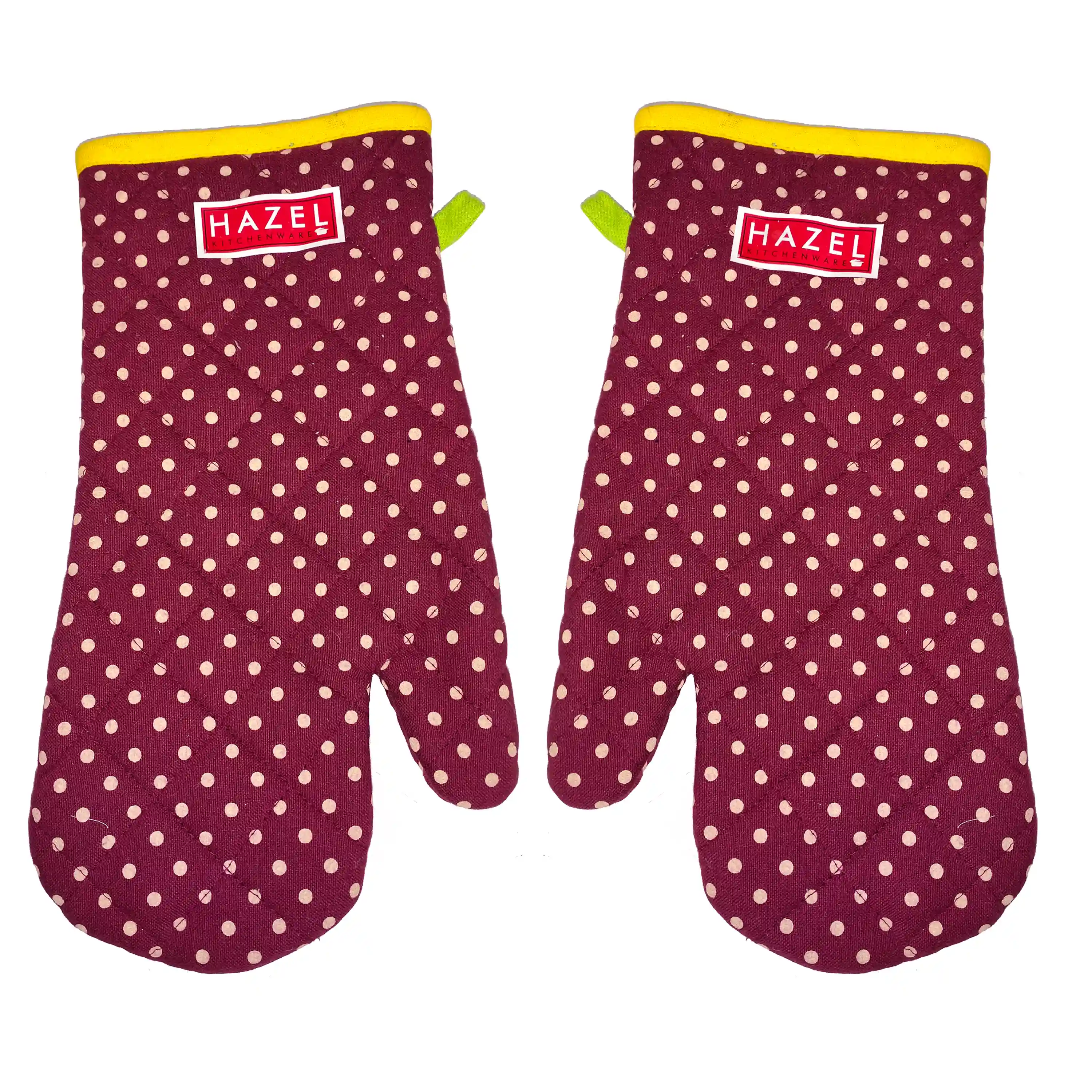 Hazel Cotton Microwave Oven Gloves Heat Resistant Potholder Mitten Gloves for Baking, Set of 2