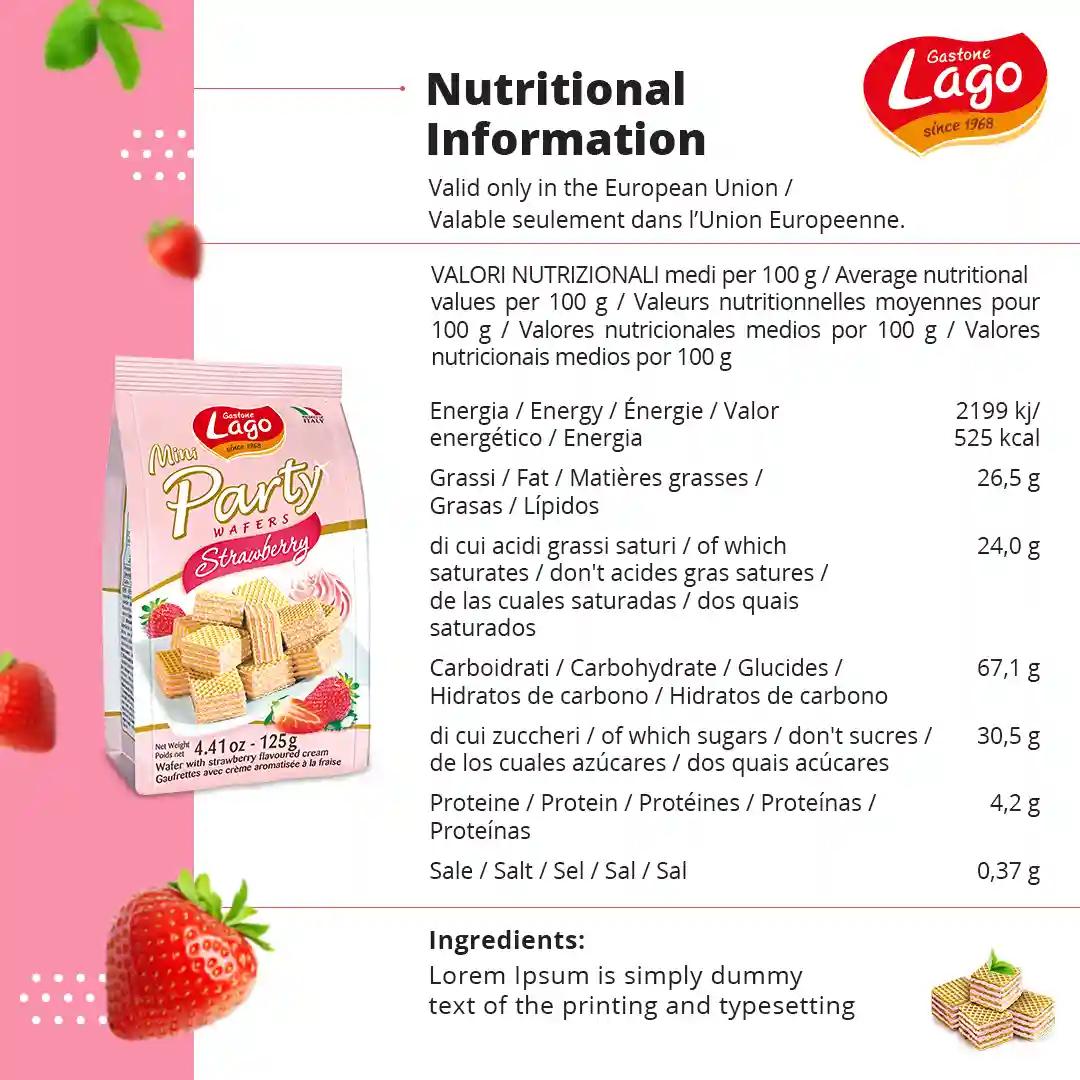 Lago Mini Party Wafers Strawberry Cream 125g