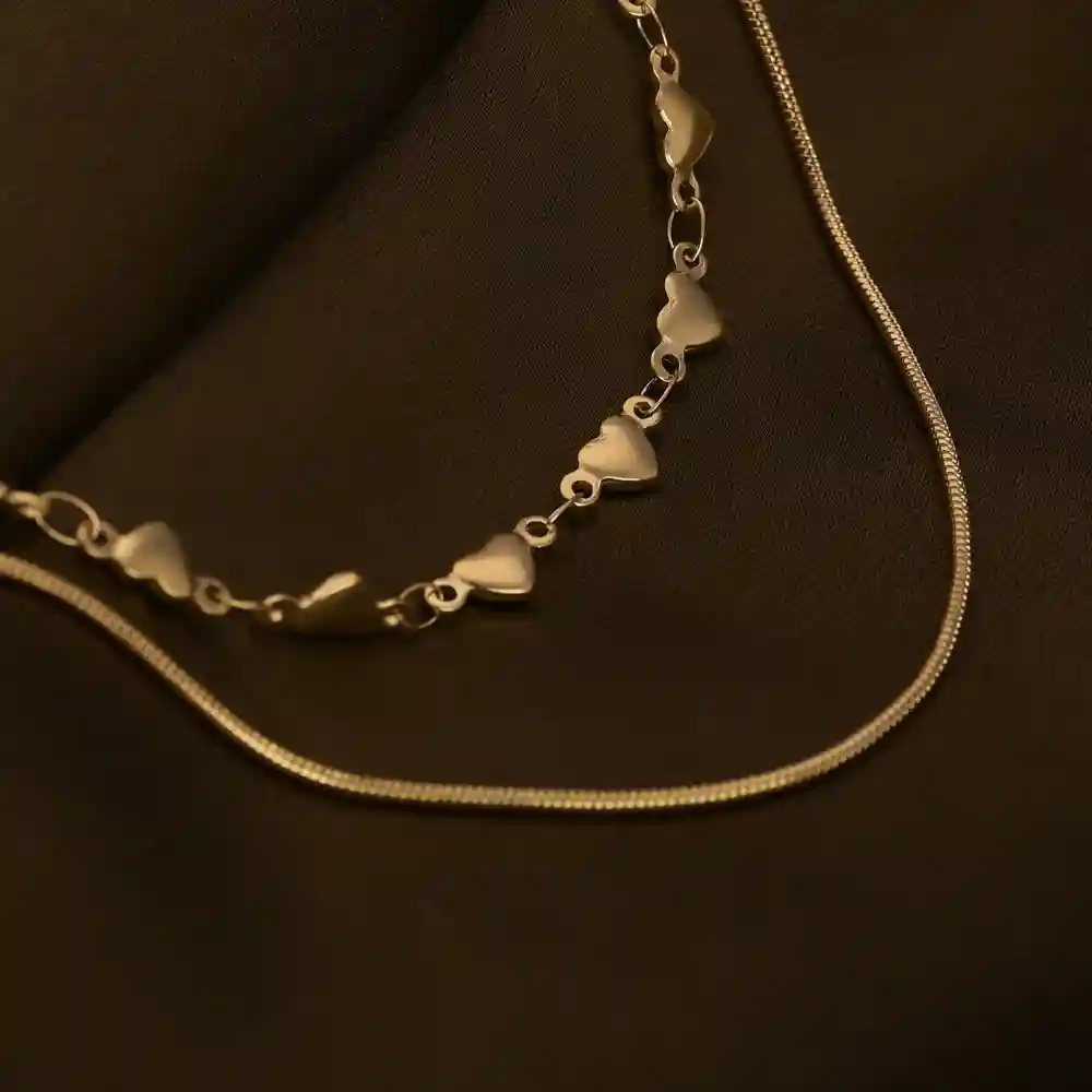 Palmonas 18K  Gold Plated Love Embrace Two Layered Necklace For Womens Waterproof & Anti-Tarnish