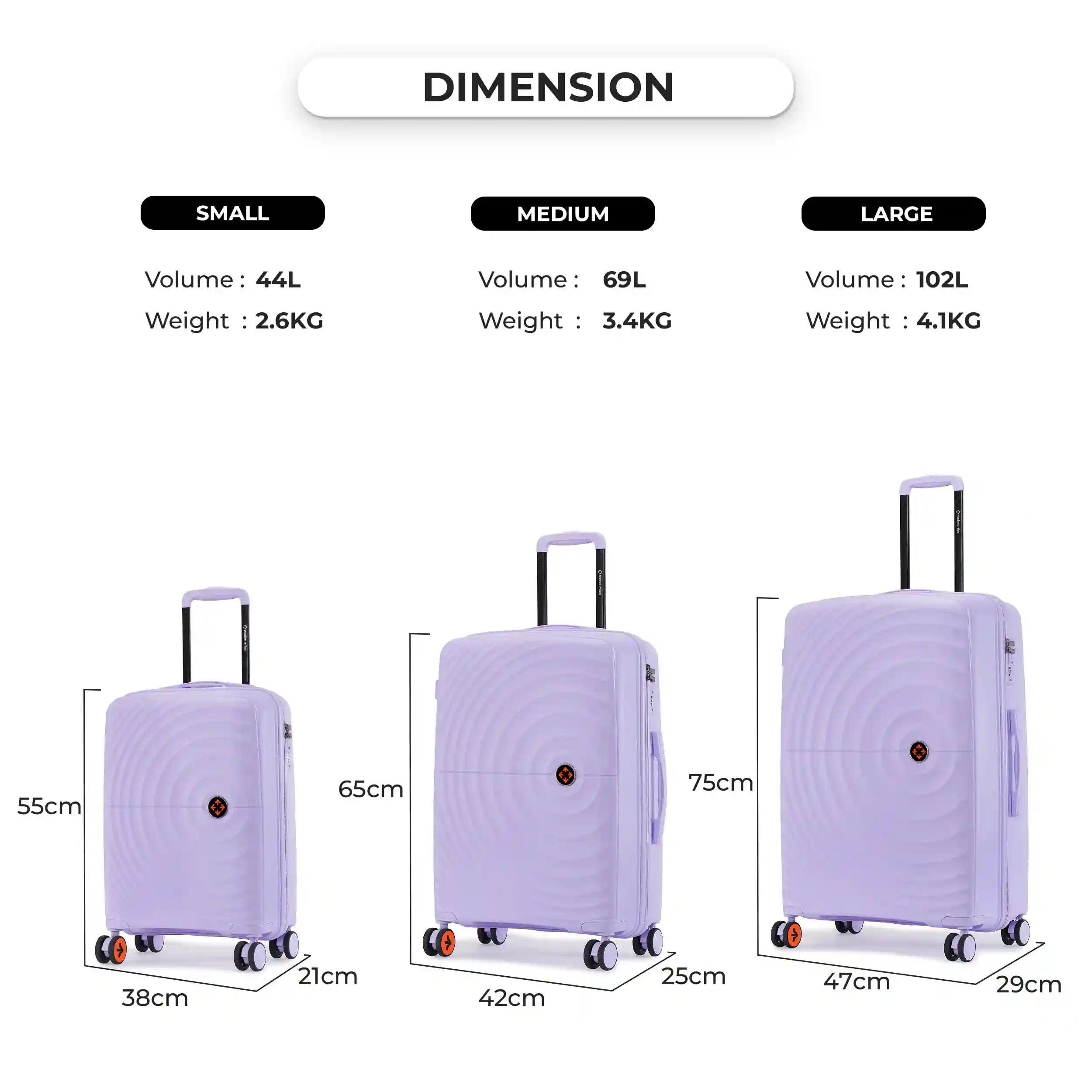 Nasher Miles Seattle Hard-Sided Polypropylene Check-in Luggage Pastel Purple 24 inch |65cm Trolley Bag Suitcase