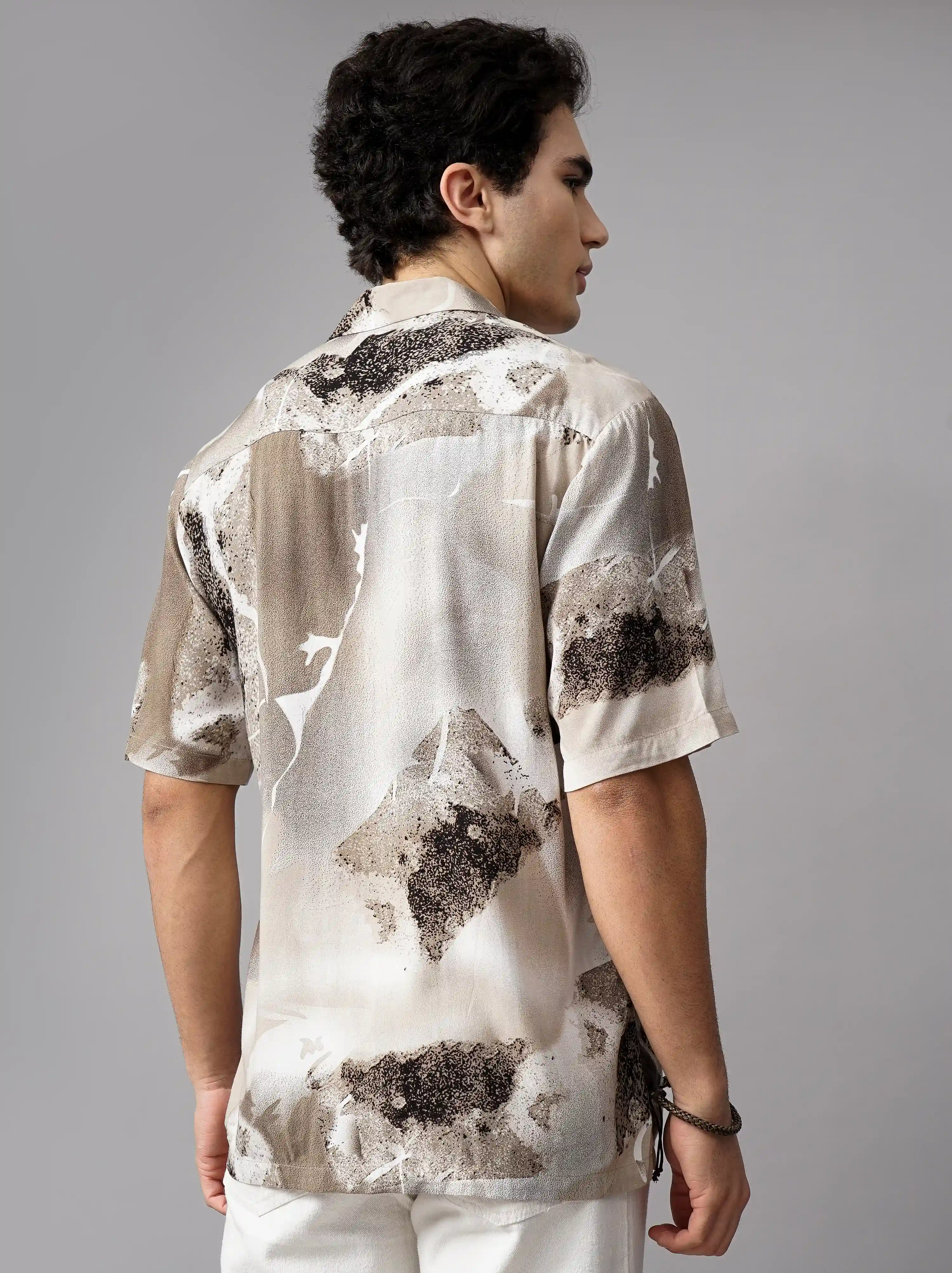 Brown Vista Rayon Oversized Shirt XL