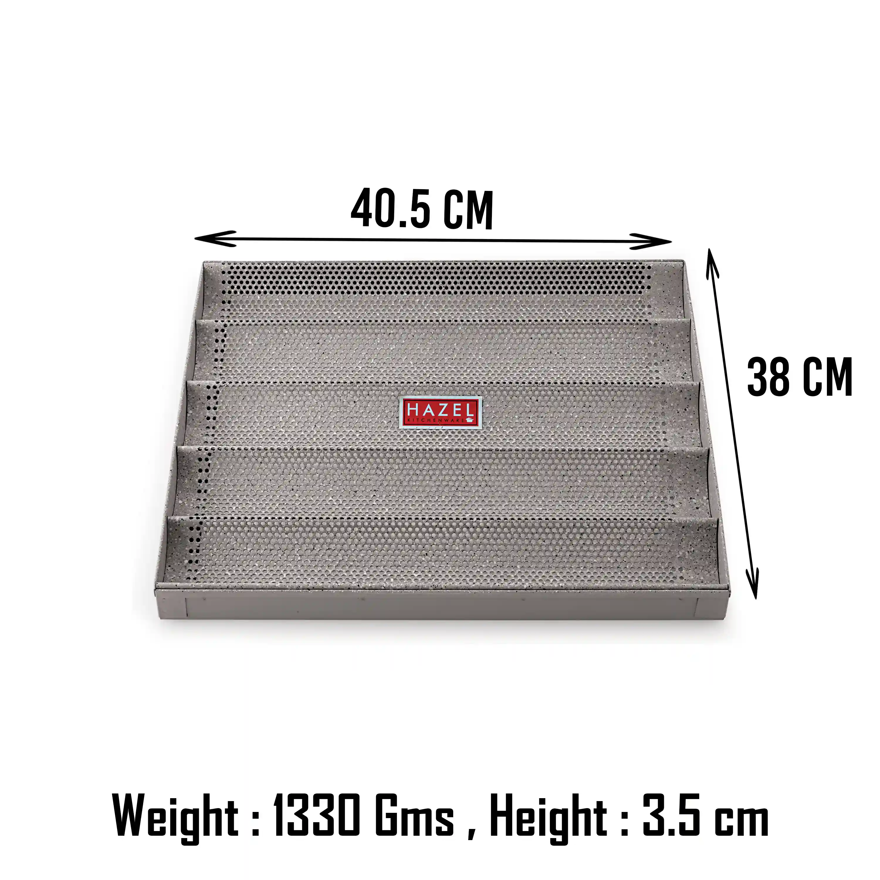 HAZEL Long French Bread Tray Heavy Gauge (16"x15") Aluminized Steel Non Stick Loaf Subway Mould Baguette Mold for Microwave Oven OTG Baking Pan, Grey