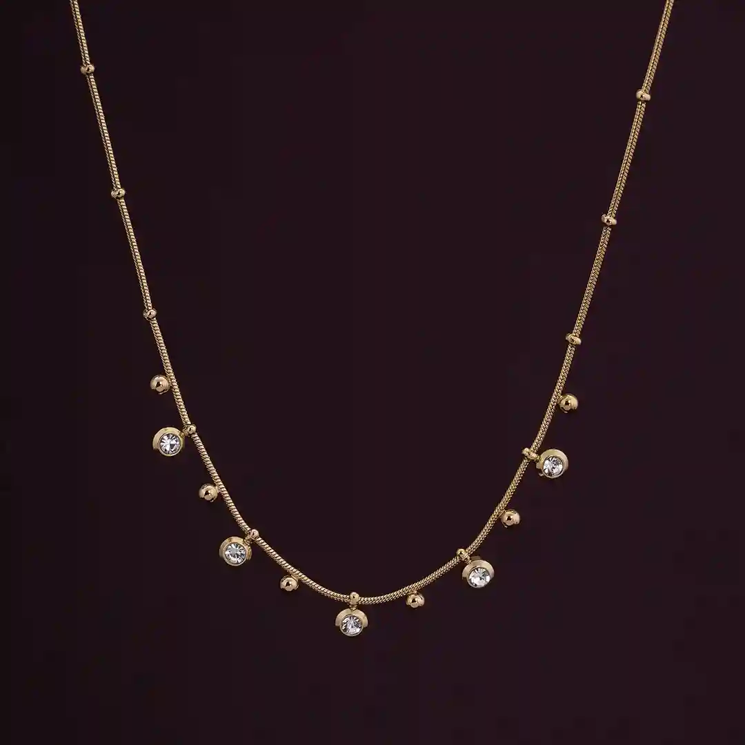Palmonas Shimmering Diamond Chain Necklace For Womens - Waterproof & Anti-Tarnish